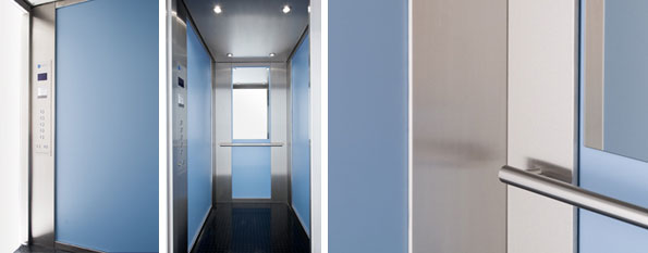 Kabinenansicht in Wasserblau mit aufgesetztem Spiegel